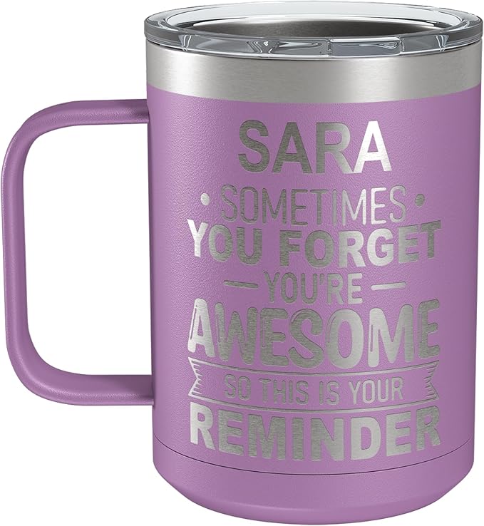 Personalized Inspirational Travel Coffee Mug, Inspirational Gifts for Men Dad Wife Sister Women, Custom Birthday For Him Her, Customized You?셱e Awesome Tumbler, Teacher Coworker Gift 15oz Light Purple
