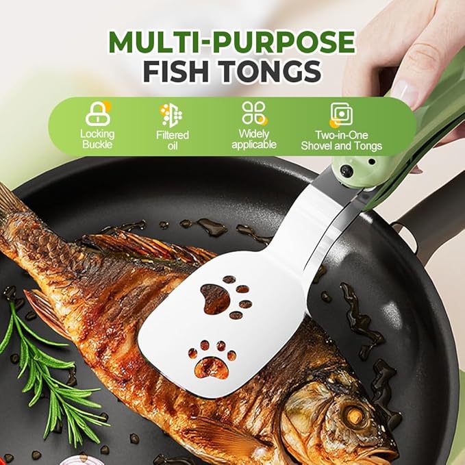 2-in-1 Non-Slip Durable Spatula Tongs,2026 New Kitchen Cooking Tongs Egg Flipper Spatula,Stainless Steel Barbecue Clamp Food Flip Shovel Clip for Steak Fish Bread Pizza,Home Cooking Tool 癤?(Yellow)