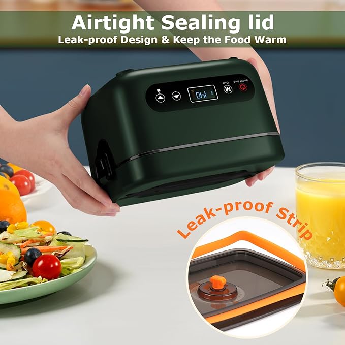 THZDMI 1.2L Cordless Electric Lunch Box ??20000mAh Rechargeable Portable Food Warmer with 5-Sided Heating, Auto Temperature Control, Leakproof & BPA-Free ??Perfect for Office, Truck, Outdoors Green