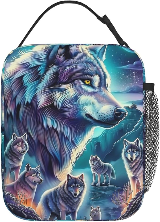 VANZEV Wolf Lunch Box for Adults Women Girls Boys Kids Animal Lunch Box Insulated Cooler Reusable Lunch Bag Container Gifts for Work Office Picnic Travel School