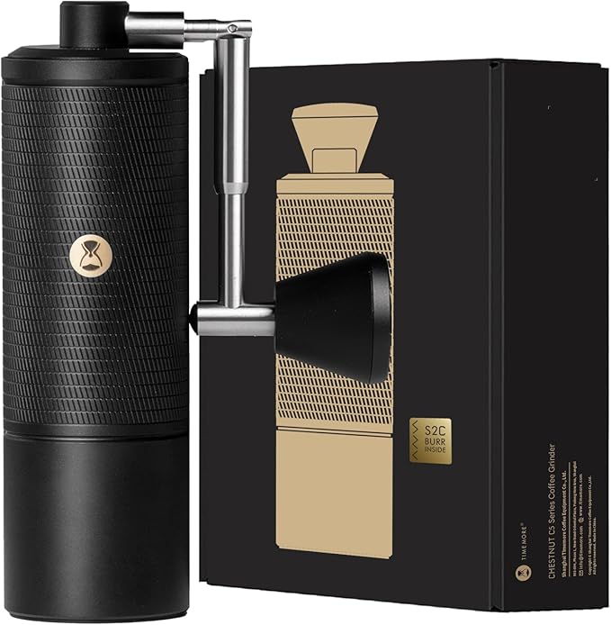 TIMEMORE C5 Pro Manual Coffee Grinder with S2C-042-III Conical Burr, 0.031mm Precision Adjustment, All-Metal Portable Hand Coffee Mill for Espresso/French Press/Pour Over - Black