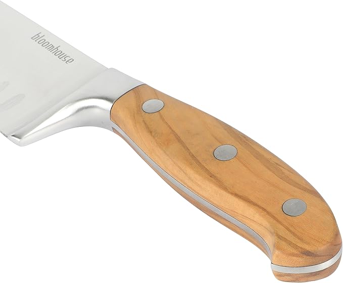 Bloomhouse - Two Time Oprah's Favorite Things Winner - 7-Inch Santoku Knife ??German Stainless Steel Blade with Forged Italian Olive Wood Handle, Full Tang Kitchen Knife for Slicing Dicing & Mincing
