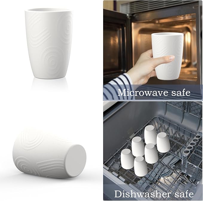Homienly Kitchen Cups 12 OZ Wheat Straw Drinking Glasses?밬nbreakable, Lightweight & Reusable Alternative to Plastic Cups,Dishwasher Safe Cups for Kitchen & Outdoor Use (White, 6 PCS)