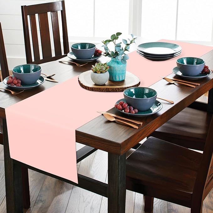 12 Pack Pink Table Runner 12 x 108 Inch Long Rustic Farmhouse Wedding Fall Table Runner,Washable and Reusable Polyester Table Runners for Wedding Birthday Party Banquet Table Decorations