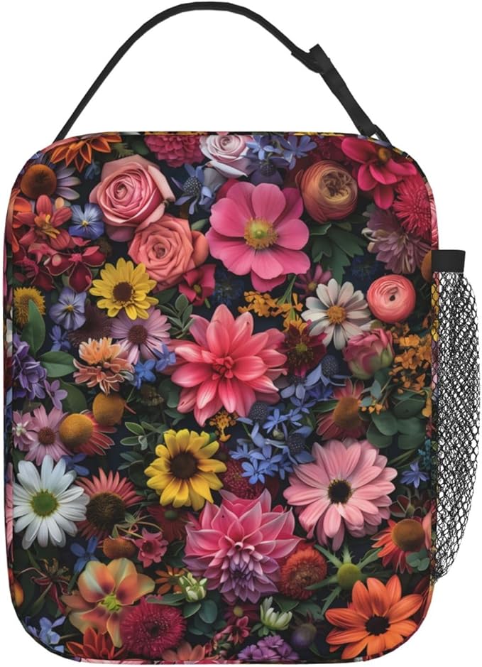 VANZEV Insulated Lunch Box for Women Men, Floral Flower Theme Lunch Box Reusable Portable Lunch Bag Cooler Tote Waterproof Lunch Container for Office Picnic Work Travel