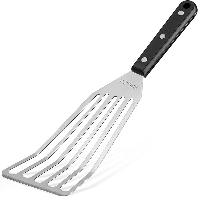 Zulay Kitchen Stainless Steel Fish Turner Spatula - 12.4??Flexible Heat-Resistant Slotted Turner for Non-Stick Cookware - Rust-Proof, Durable & Dishwasher Safe Cooking Utensil for Everyday Use
