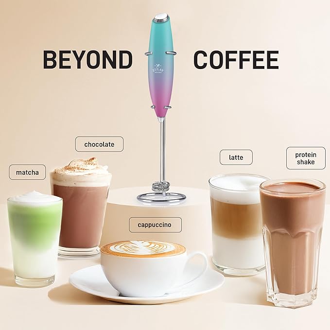 Zulay Kitchen Double Whisk Milk Frother ??Handheld Foam Maker for Coffee, Lattes, Matcha, Hot Chocolate & Cappuccinos ??Whip Creamy Froth in Seconds, Portable & Easy to Use