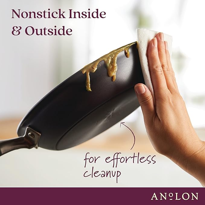 Anolon Advanced Home Hard Anodized Nonstick Saut챕 Pan with Helper Handle and Lid, 5 Quart - Moonstone