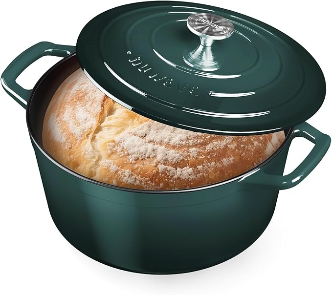 Nuwave 6QT Healthy Enameled Cast Iron Dutch Oven Pot with Lid, Heavy Duty 7-Layer Enamel, Enhanced Rust Protection, Dual Handles, Oven Safe to 500째F for Sourdough Bread Baking, Braise, Stew, Roast