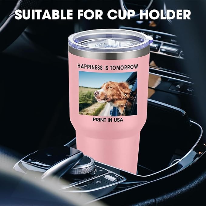 SMLIXE Personalized Coffee Tumbler Print in USA 30oz Stainless Steel Double Wall Insulated Coffee Cup With Text Photo Logo