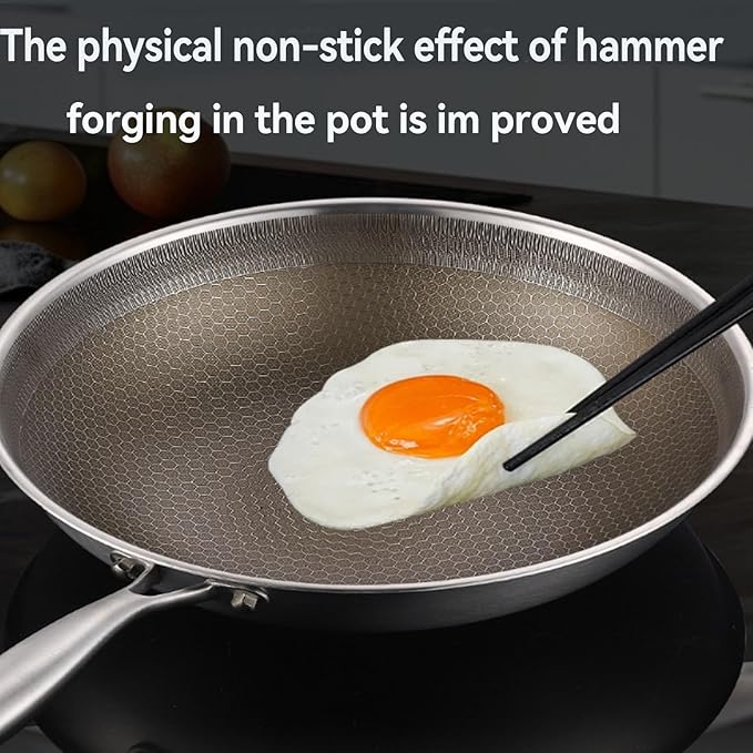 Titanium Wok, Multifunctional Ultra-Durable Scratch-Resistant Non Stick Even Heating Titanium Wok for Cooking, Titaniums Nutri Pans Compatible with All Cooktops,with Steamer,12.59in