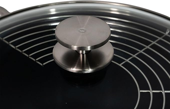 Swiss Diamond Nonstick Hybrid Ceramic and Diamond-Infused Wok With Glass Lid & Tempura Rack, PFAS- and PFOA-free, Dishwasher & Oven Safe Up To 500 째F, 12.5-Inches