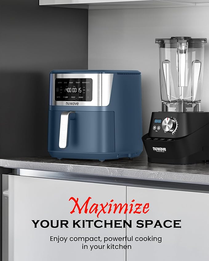 Nuwave Brio Plus 6-in-1 Air Fryer, 7-Qt Large Capacity, 50°F??00°F Precise Temp Control, Non-Toxic PFAS-Free Nonstick, Air Fry, Bake, Roast, Toast, Dehydrate, Reheat, 100 Presets, Dishwasher Safe