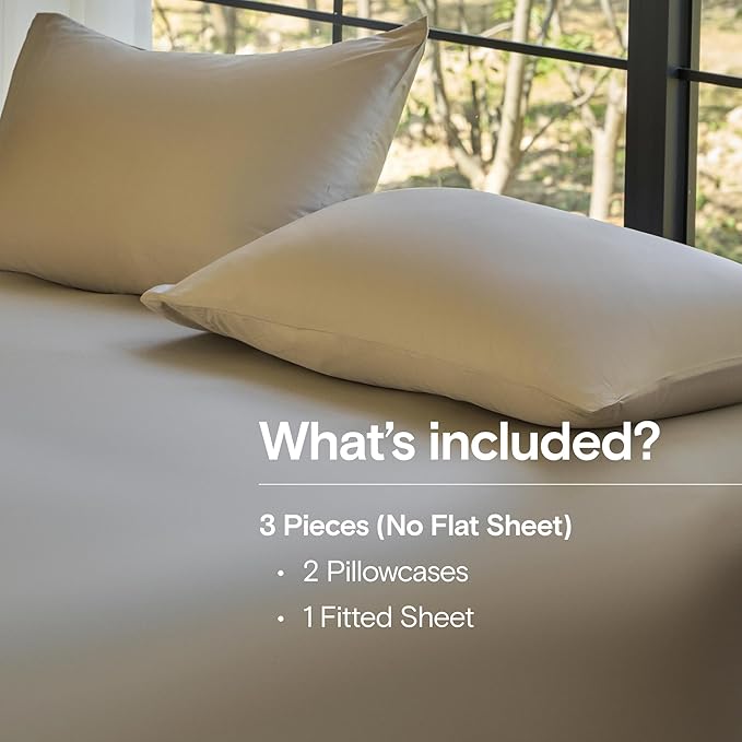 DOZ Sheet Set, 100% Viscose derived from Bamboo, Organically Grown, Buttery Soft, Cooling Sheets, High GSM, Deep Pockets - 3 Piece - 2 Pillowcases 1 Fitted Sheet (Fog, Full)