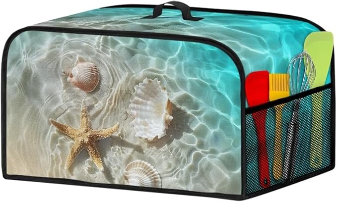 Beach Starfish Conch Protective Cover for Slow Cooker Oval Universal for 6-8 Quart Oval Slow Cooker Washable Appliance Covers Anti-Stain Anti-Static Countertop Decorations