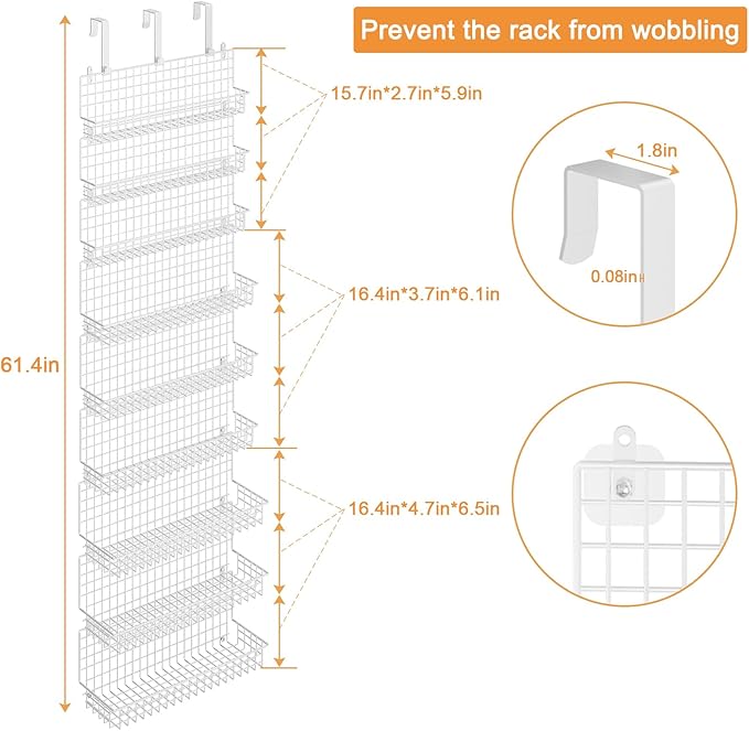 JKsmart 9-Tier Spice Rack Organizer with Door Hook, Wall Mount, and Extra Large Capacity for Pantry ??Stylish White Design for Effortless Organization, Ultimate Kitchen Storage Solution
