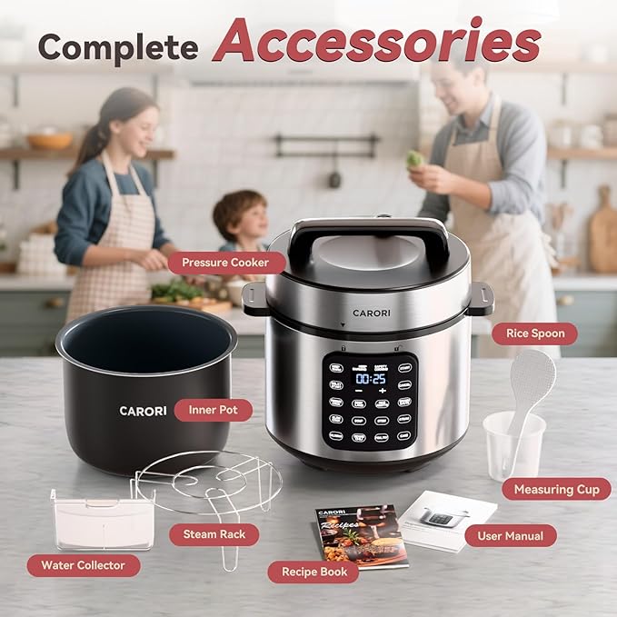 Electric Pressure Cooker 6 Qt, 9 Functions Programmable Instant Pot with IMD Touchscreen, Rice Cook, Slow Cook, Steam, Saut챕, Warm, 16+ Safety Features, 1000W Silver