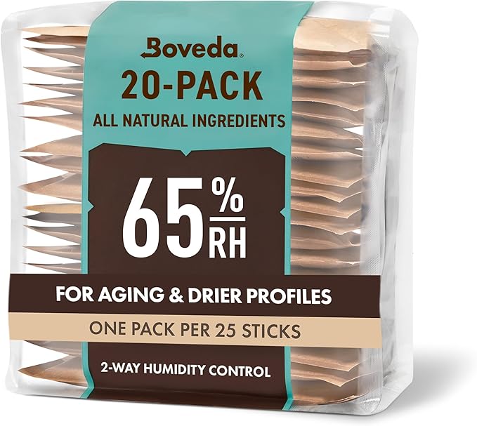 Boveda 65% Two-Way Humidity Control Packs For Aging & Long-Term Storage in Plastic & Wood Boxes ??Size 60 ??20 Pack ??Moisture Absorbers ??Humidifier Packs ??Hydration Packets in Resealable Bag