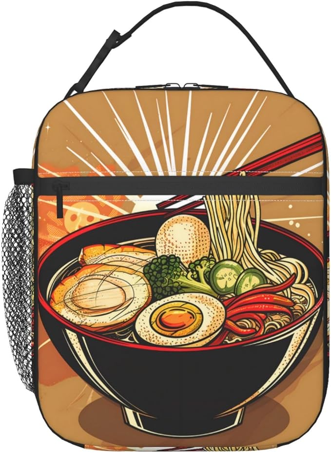 VANZEV Insulated Lunch Box for Women Men, Ramen Theme Lunch Box Reusable Portable Lunch Bag Cooler Tote Waterproof Lunch Container for Office Picnic Work Travel