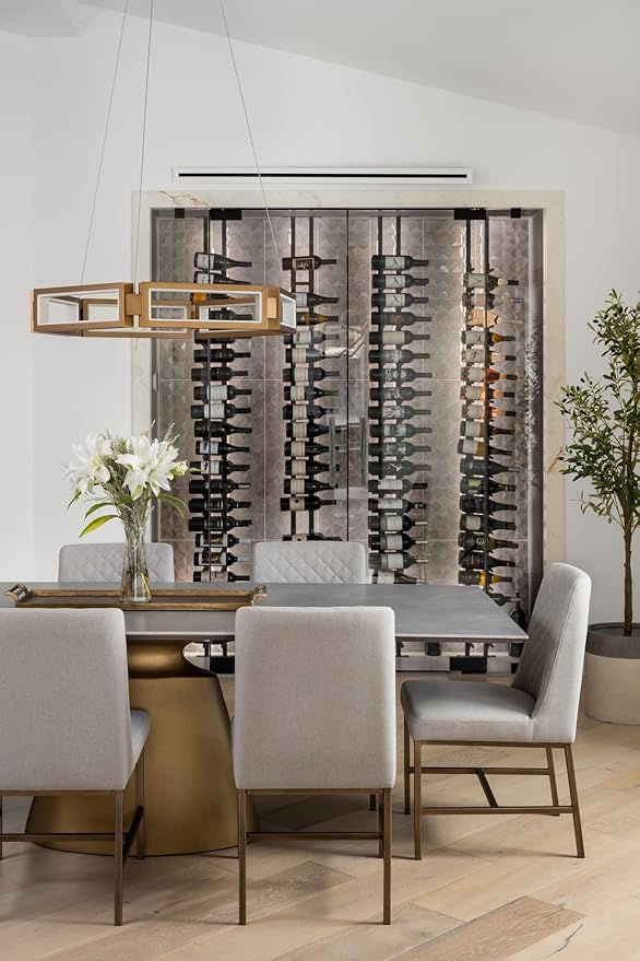 Ultra Wine Racks Floor-to-Ceiling Mount Display (2 Side, Double Deep, Black, Holds 84 Wine Bottles) - Modern Metal Wine Storage for Wine Cellars, Home Bars, Kitchens, & Dining Rooms