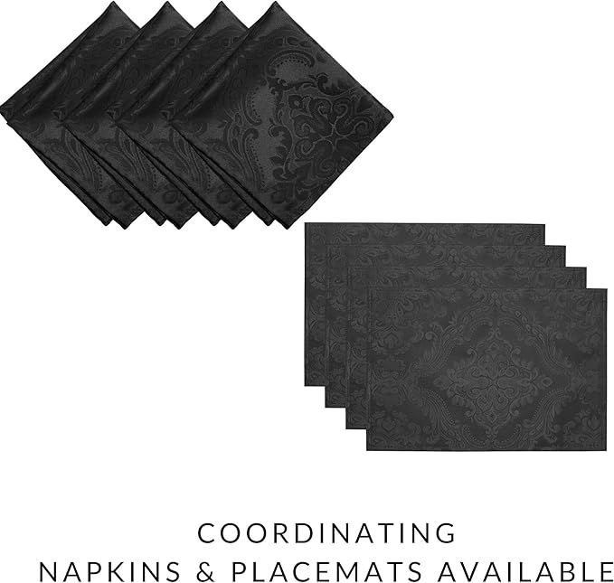 Elrene Home Fashions Caiden Elegance Damask Waterproof, Stain & Wrinkle Resistant Fabric Tablecloth, 60" x 102" Oblong/Rectangle, Black