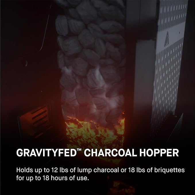 Masterbuilt® Gravity Series® 600 Digital Charcoal Grill and Smoker,WiFi Technology, GravityFed??Charcoal Hopper, 600 Cooking Sq. Inches, Reversible Smoke&Sear Cast Iron Grates, Black, Model MB20041023