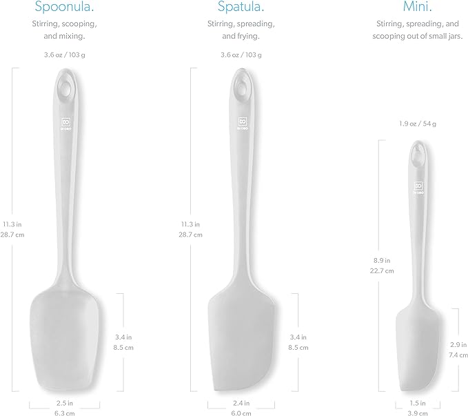 DI ORO Silicone Spatula Set - Rubber Kitchen Spatulas for Baking, Cooking, & Mixing - 600째F Heat-Resistant & BPA Free Silicone Scraper Spatulas for Nonstick Cookware - Dishwasher Safe (3pc, Stone)