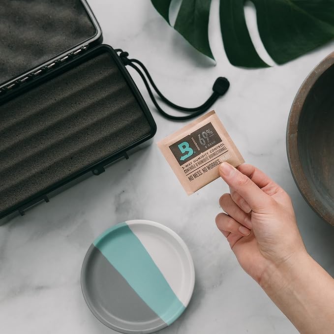 Boveda 69% Two-Way Humidity Control Packs For Storing Up to 5 Items ??Size 8 ??10 Pack ??For Small Plastic Travel Cases & Bags ??Moisture Absorbers ??Humidifier Packs in Resealable Bag
