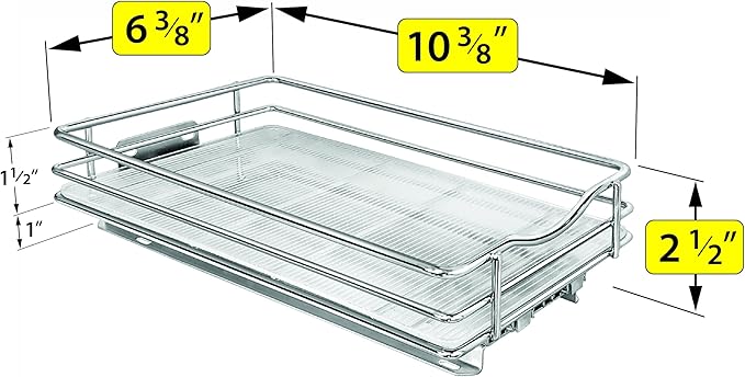 LYNK PROFESSIONAL짰 Pull Out Spice Rack Organizer for Inside Kitchen Cabinets - 6-3/8 inch Wide - Slide Out Drawer ??Chrome Sliding Spice Cabinet Organization Shelf Racks - 1 Tier