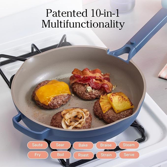 Our Place Large Always Pan | 12.5" Ceramic Pan with Modular Lid & Beechwood Spatula | Patented 10-in-1 Nonstick, Non-Toxic Cookware Made Without PFAS | Induction & Oven-Safe up to 450째F | Char