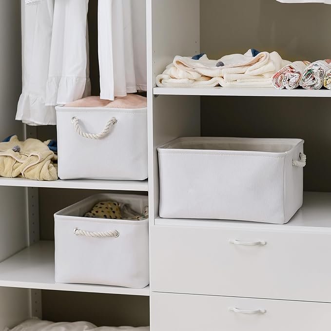 TheWarmHome Fabric Storage Bin, Large 1 Pack 15.7L*11.8W*8.3H Storage Basket for Home Storage and Organization, Shelf Basket with Cover for Living Room Bedroom Closet竊늋hite