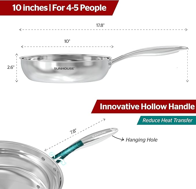 Sunhouse Pan for Cooking (FRY PAN (Chef Series), 10 inch)