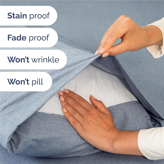 Twin XL 4 Piece Sheet Set - Cooling and Breathable Bed Sheets - Hotel Luxury Bed Sheets for Women, Men, Kids & Teens - Deep Pockets - Easy Fit - Soft and Wrinkle Free - Twin XL Heathered Blue Sheets