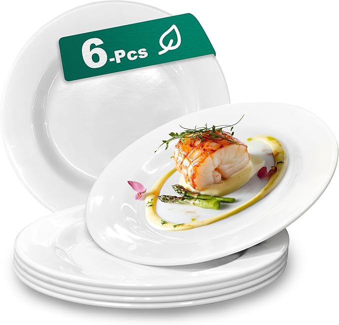 6 Sets 10.5 Inch Plate Set Unbreakable Lightweight Dessert Plates - White Dinner Plates Dishwasher Safe Outdoor Kitchen Kids Snack Plate Scratch Resistant Reusable Gift For Wedding Home Everyday Use