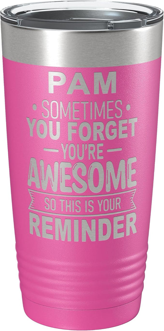 Personalized Inspirational Tumbler, Inspirational Gifts for Men Dad Father Wife Sister Women, Custom Birthday For Him Her, Customized You?셱e Awesome Tumbler, Teacher Coworker Gifts 20oz Pink