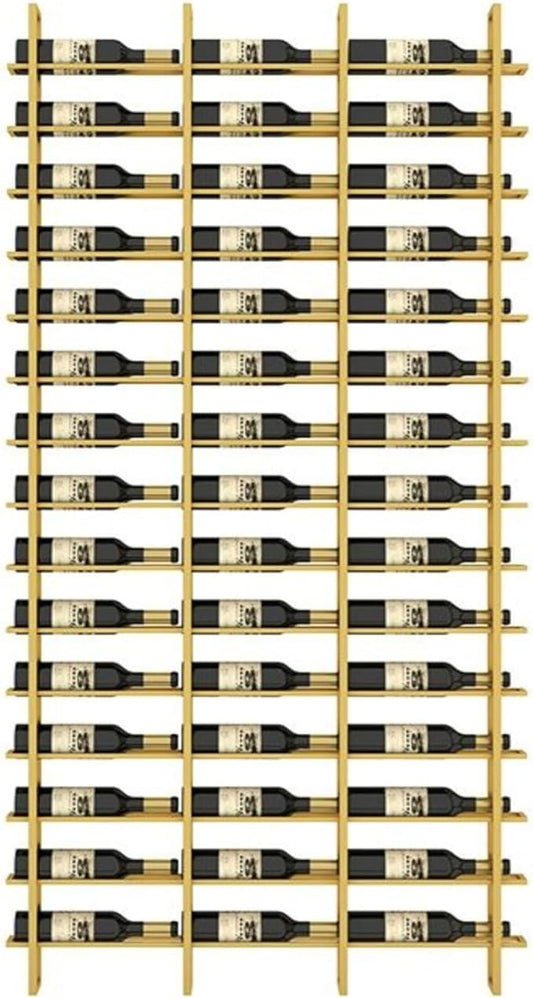 45-Bottle 3-Column Wall-Mounted Wine Rack, Gold Metal Wine Bottle Holder with Vertica Design, Space-Saving Wine Storage Shelf for Home Bar, Kitchen, Restaurant & Cellar(45 Bottles, 45.67" W)