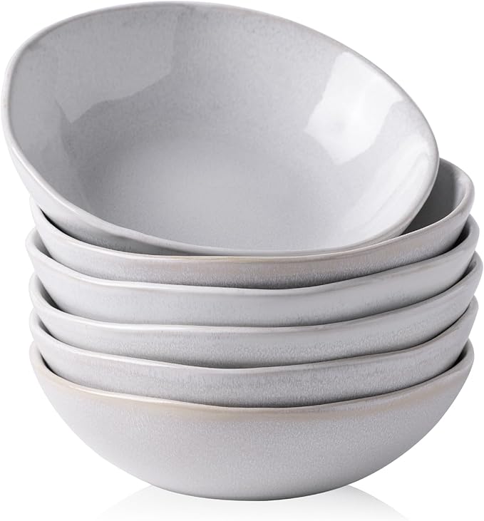 AmorArc Ceramic Cereal Bowls Set of 6, 24 oz Handmade Stoneware Bowls Set for Cereal Soup Salad, Stylish Kitchen bowls for Meal, Dishwasher & Microwave Safe, Reactive Color