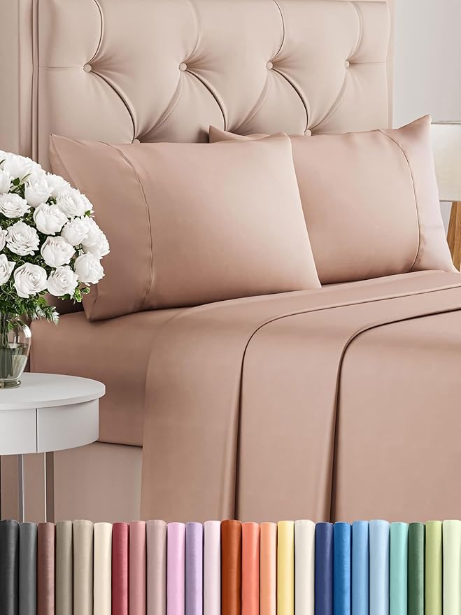 Twin 4 Piece Sheet Set - Cooling & Breathable Bed Sheets - Hotel Luxury Bed Sheets for Women, Men, Kids & Teens - Comfy Bedding with Deep Pockets & Easy Fit - Soft and Wrinkle Free - Twin Mauve Sheets