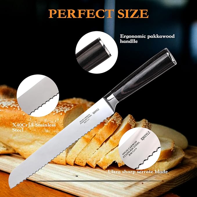 Sourdough bread knife, Bread Knife 16",Bread Slicer for Homemade Bread,Adjustable blade tightness for Even Slicing, Serrated knife,Wooden Bread cutter with Bow Design (1, black)