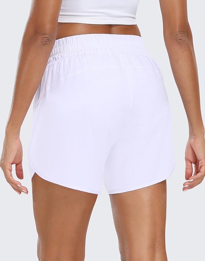 Women's 5" Running Shorts Quick Dry Sporty Athletic Gym Workout Shorts with Zipper Pockets Liner