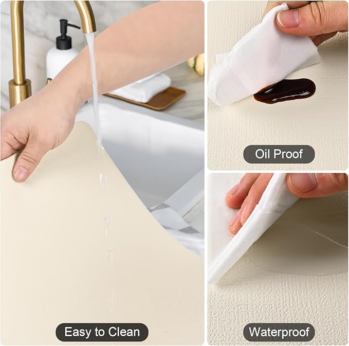 Boobezeen Faux Leather Placemats Set of 6, Heat Resistant Wipeable Washable Vinyl Place Mats, Waterproof Anti-Slip Dining Table Mats, Suitable for Indoor & Outdoor Use (Ivory White)