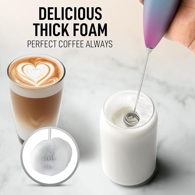 Zulay Kitchen Double Whisk Milk Frother ??Handheld Foam Maker for Coffee, Lattes, Matcha, Hot Chocolate & Cappuccinos ??Whip Creamy Froth in Seconds, Portable & Easy to Use