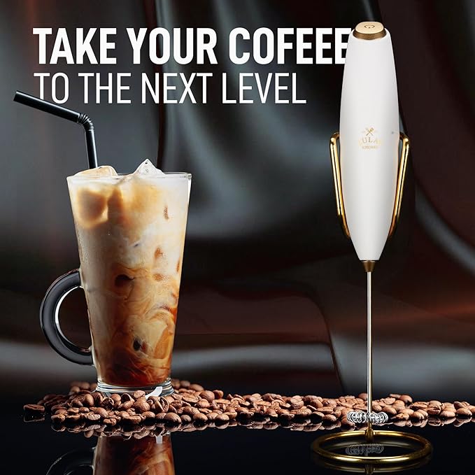 Zulay Kitchen Executive Series Luxury Gift Milk Frother with 4 Duracell Batteries ??Handheld Electric Foam Maker for Coffee, Lattes & Hot Chocolate ??Deluxe Finish, Ultimate Gift for Coffee Lovers