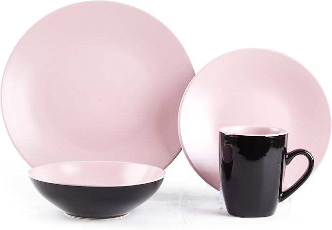 Colors Life 16pc Dinnerware Set竊똙ery Berry - 4 Assorted Colors Beige, Berry, Plum, and Rose