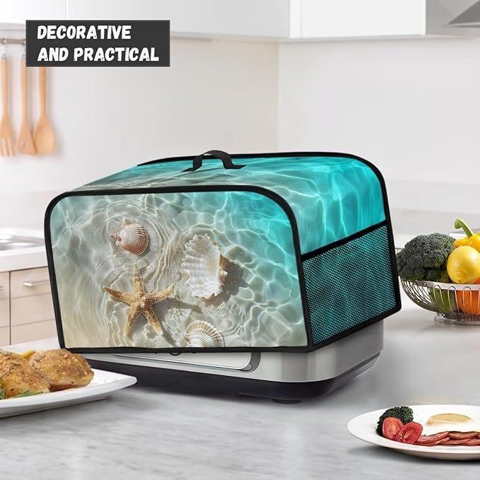 Beach Starfish Conch Protective Cover for Slow Cooker Oval Universal for 6-8 Quart Oval Slow Cooker Washable Appliance Covers Anti-Stain Anti-Static Countertop Decorations