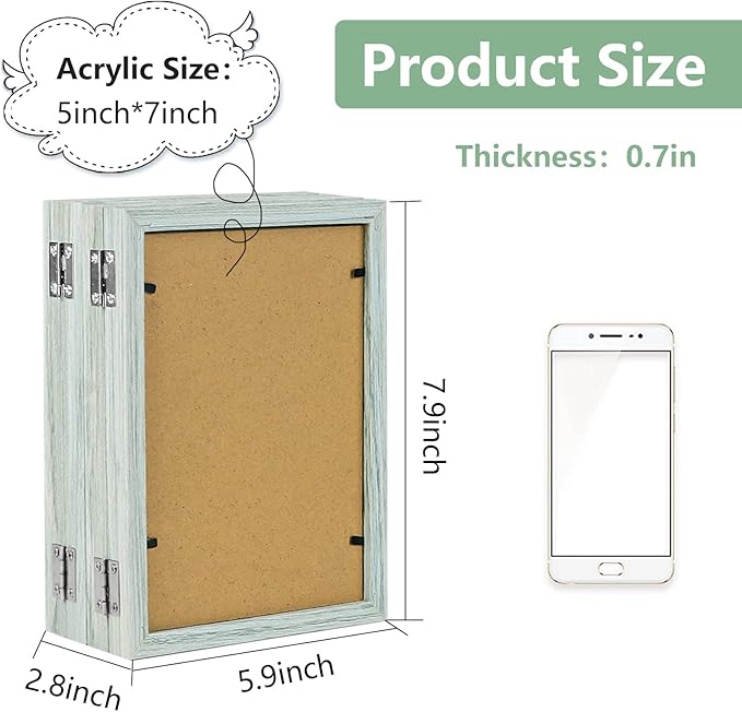 POILKMNI 4 Folding 5x7 Inch Hinged Picture Frame High Definition Natural Wood Picture Frame Rustic Desktop Acrylic Frame Family Photo Collage for Birthday Father's Day Christmas Family Lover Gift