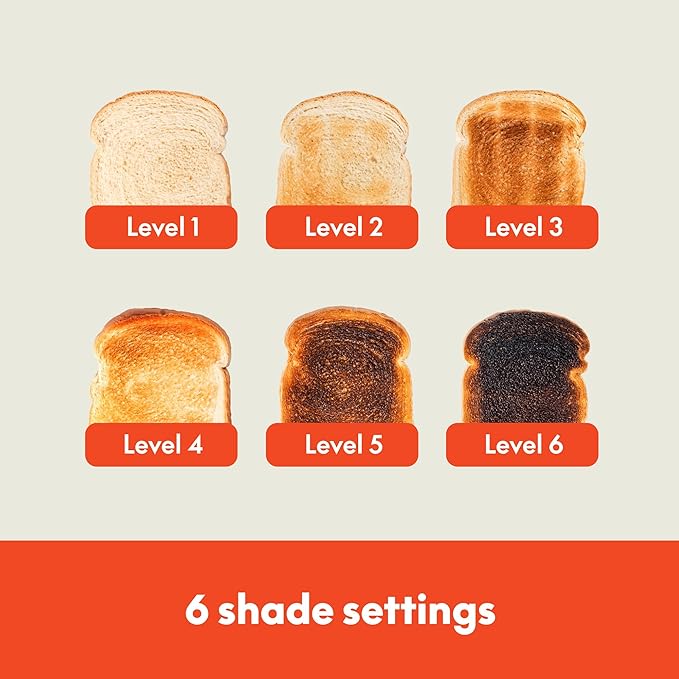 bella 4 Slice Slim Toaster, Fits-anywhere??Kitchenware, 6 Setting Shade Control with Reheat & Cancel Buttons, Fits Sourdough, 10??Long Slot, Anti Jam & Auto Shutoff, 900 Watt, Oatmilk
