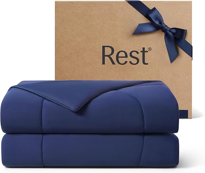 REST® Evercool® Cooling Comforter, King/Cali King, Blanket for Hot Sleepers, All Season Bedding to Keep Cool for Night Sweats, Breathable Lightweight Duvet, 106x90 Inches, Midnight Blue