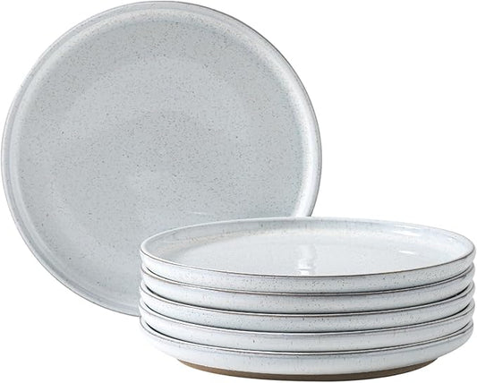 Ceramic Dinner Plates Set of 6,Stoneware 8 Inch,Microwave,Dishwasher and Oven Safe,Porcelain Dessert Plates for Pasta,Salad and Steak,Christmas Gift,Dishes for Kitchen,Scratch Resistant,White