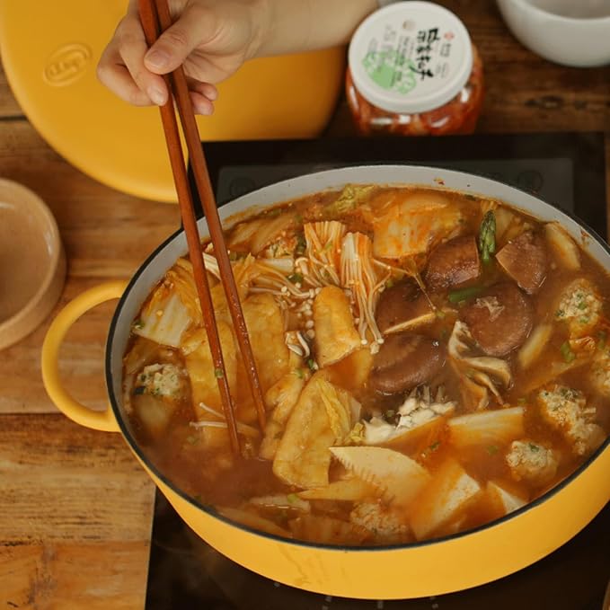 Great Jones Dutchess Cast Iron Dutch Oven Pot With Lid (Mustard) - Large 6.75 Quart Size, Dual Handles - All Stovetop Safe - 500째 Dutch Oven For Bread Baking | Dishwasher Friendly